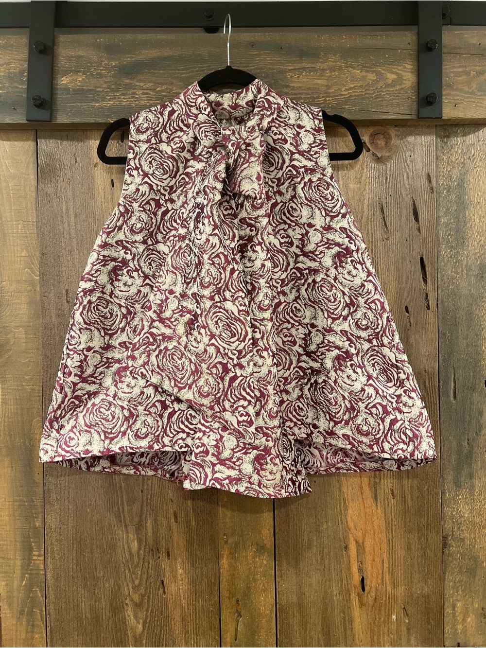 Sunday in Brooklyn Anthropologie Rose Brocade Big Bow Blouse/Altered Dress Sm